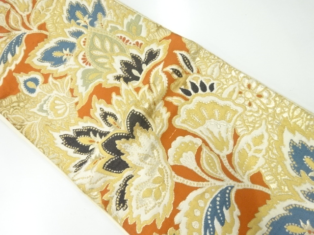 アンティーク　唐花模様織出し袋帯（材料）